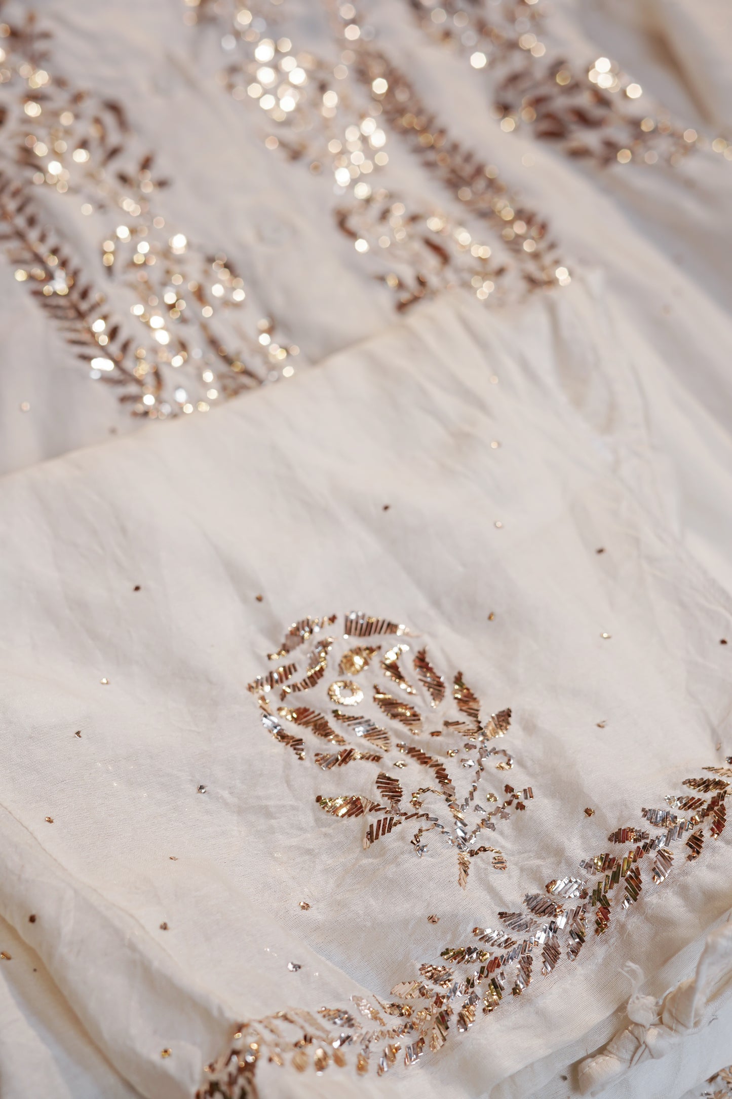 Pure chanderi cod set with heavy Kamdani work