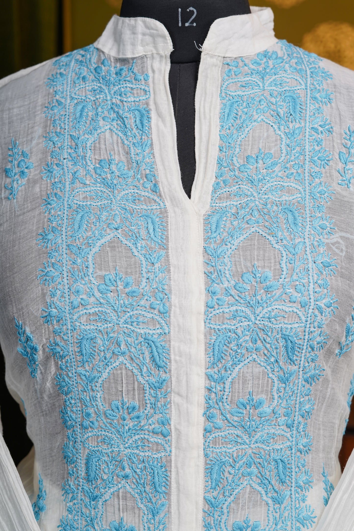 Pure Mul chanderi fabric chikankari cod set with semi stiched pant - dyable fabric