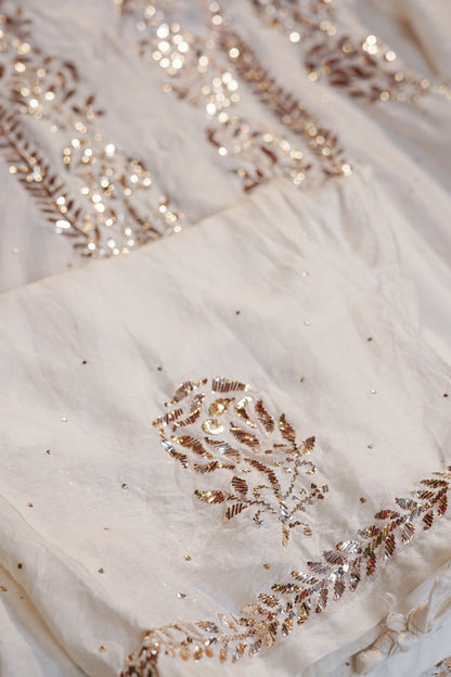 Pure chanderi cod set with heavy Kamdani work