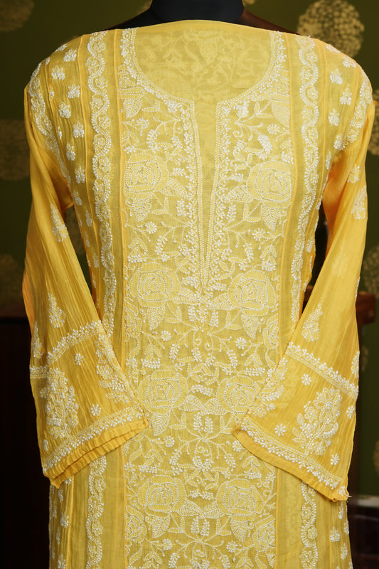 Pure Mul chanderi Anarkali fine embroidary with heavy dupatta
