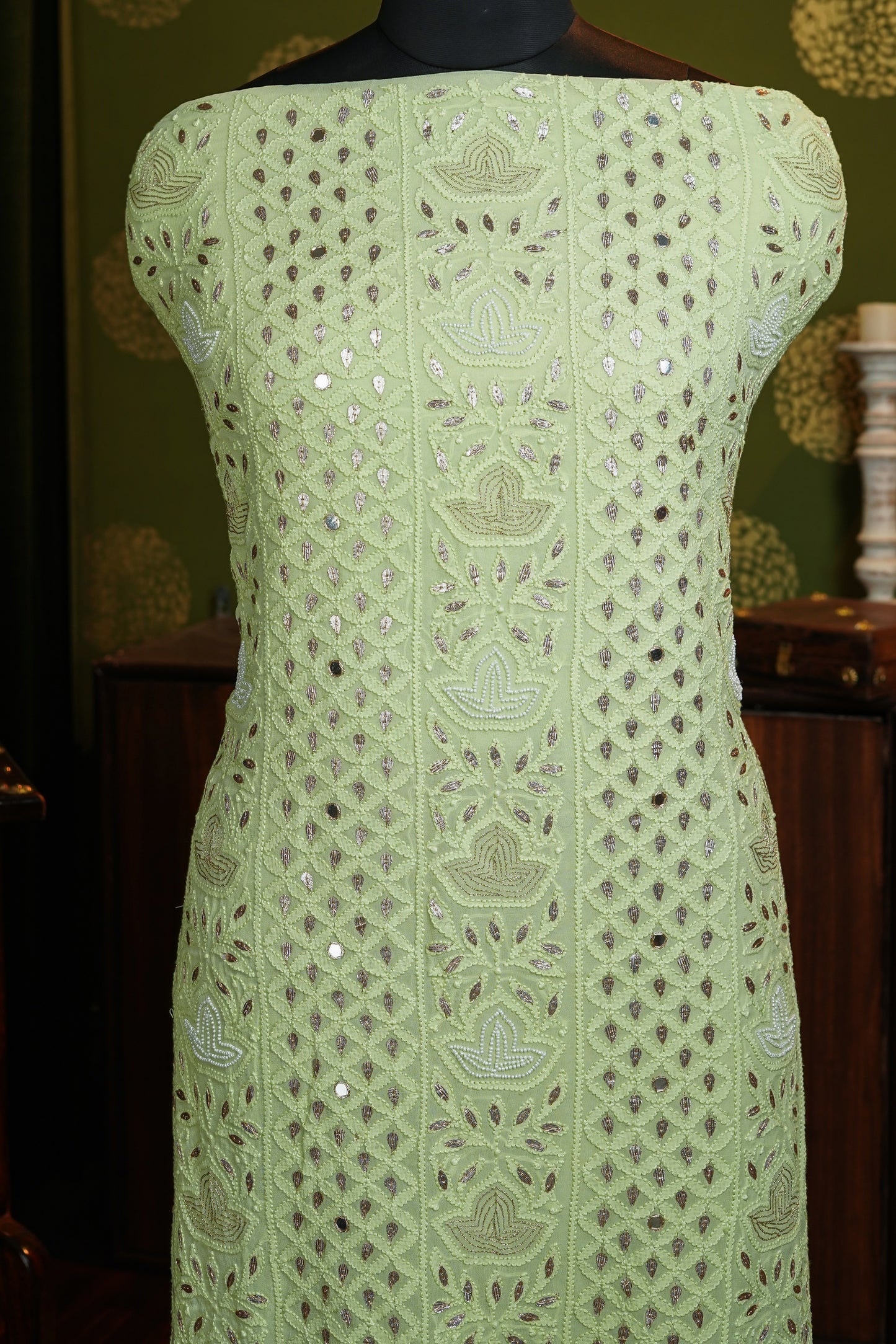 Dress material in dyable georgette with Gota patti and sequence work