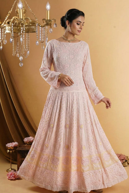 Chikankari Kalakari Anarkali Kurta- Full Length